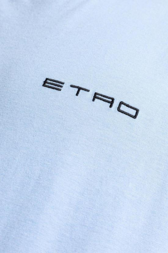  에트로 반팔 티셔츠 로고 자수 크루넥 티셔츠 클리어 블루 - ETRO