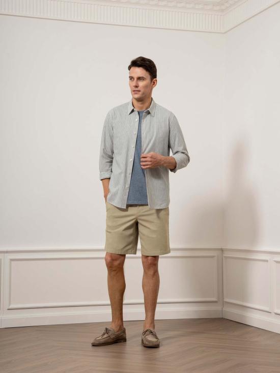  O.N.S 긴팔 셔츠 아릭 헤더 스트라이프 셔츠 라이트 그레이 헤더/화이트 스트라이프 - O.N.S