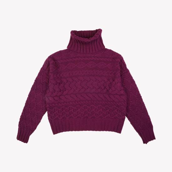  지지 니트웨어 터틀넥 케이블 스웨터 - GIGI KNITWEAR