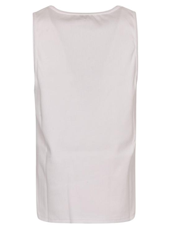  보테가베네타 민소매 티셔츠 보테가 베네타 클래식 골지 스트레치 코튼 탱크탑 화이트 - BOTTEGA VENETA