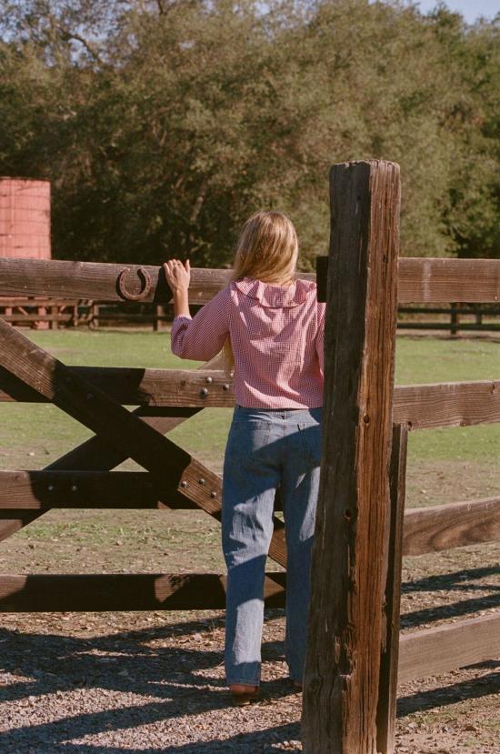  메릿 찰스 블라우스 롤리 깅엄 러플 탑 - MERRITT CHARLES