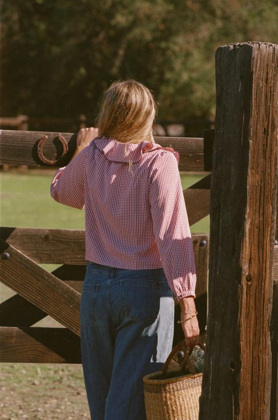  메릿 찰스 블라우스 롤리 깅엄 러플 탑 - MERRITT CHARLES