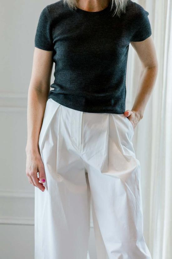  에태르네 민소매 티셔츠 Éterne 리브 스티치 베이비 캐시미어 티셔츠