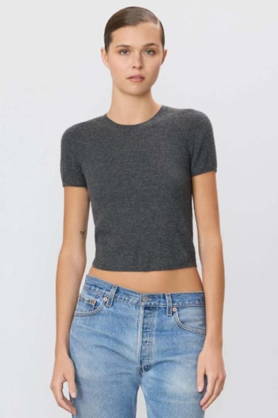  에태르네 민소매 티셔츠 Éterne 리브 스티치 베이비 캐시미어 티셔츠 - ETERNE