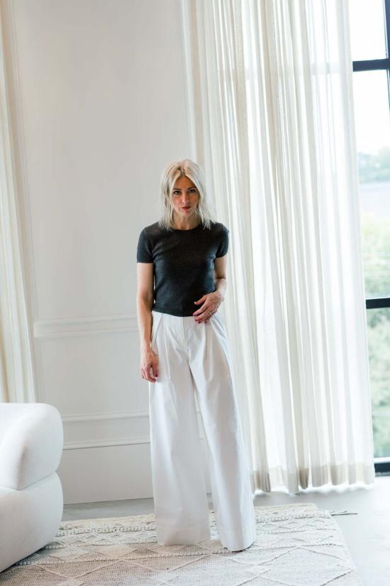  에태르네 민소매 티셔츠 Éterne 리브 스티치 베이비 캐시미어 티셔츠 - ETERNE