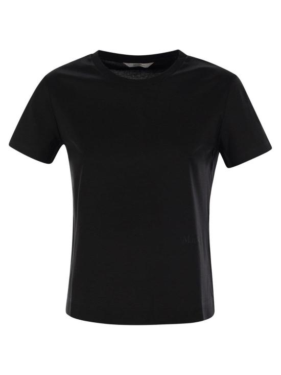  막스마라 반팔 티셔츠 막스 마라 로고 자수 크루넥 티셔츠 블랙