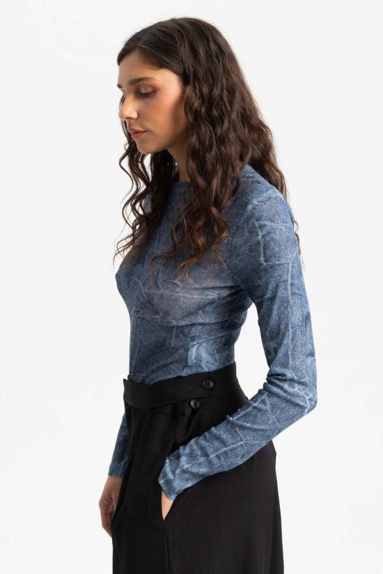  가니 블라우스 데님 긴팔 크루넥 - GANNI