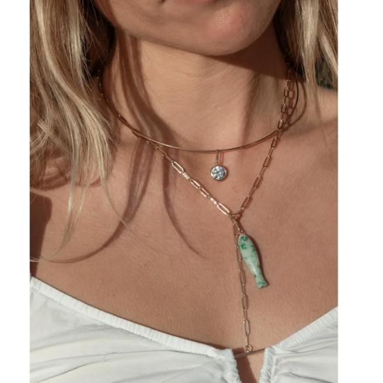  탯치 목걸이/팬던트 Thatch Fortuna Green Dot Charm 14kt GP