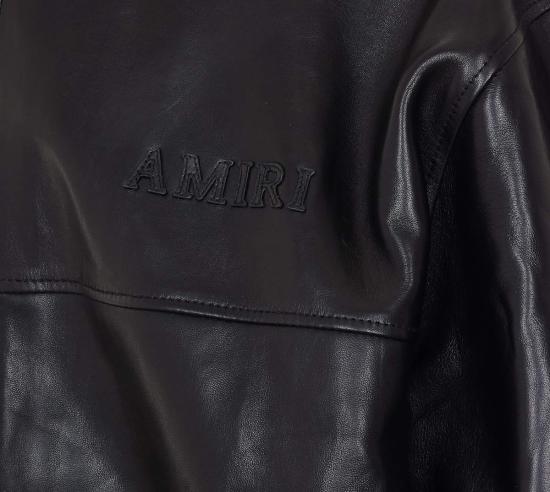  아미리 가죽 자켓 양가죽 지퍼 후드티 블랙 - AMIRI