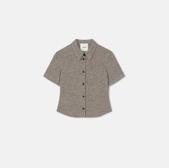  나누슈카 셔츠 클레어 셔츠 블랙 크림 물린 - NANUSHKA