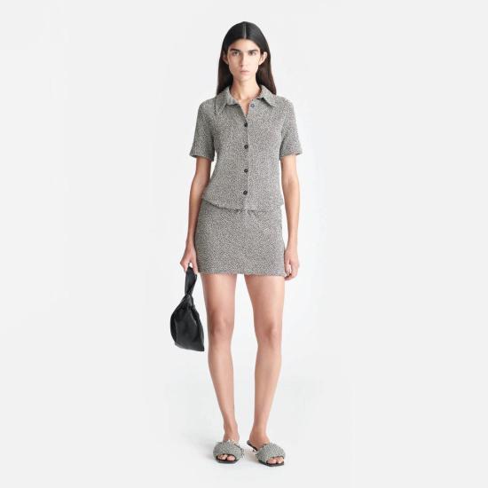  나누슈카 셔츠 클레어 셔츠 블랙 크림 물린 - NANUSHKA