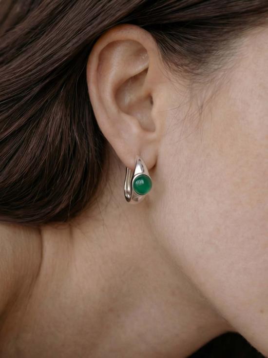  세레 이어링 세리 브룩 제이드 스톤 후프 귀걸이 - SEREE