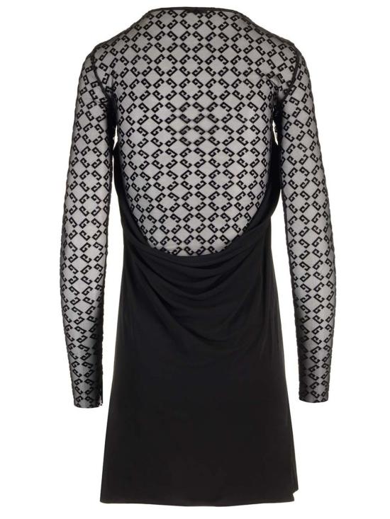  지방시 숏 원피스 저지 및 튤 미니 드레스 블랙 - GIVENCHY