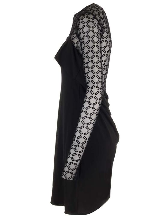  지방시 숏 원피스 저지 및 튤 미니 드레스 블랙 - GIVENCHY