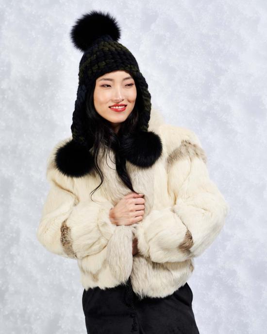  미샤램퍼트 모자 미샤 램퍼트 다크 카모 트리플 트러블 + 그래파이트 XL 폼폼 - MISCHA LAMPERT