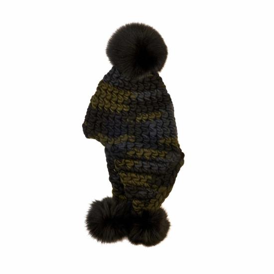  미샤램퍼트 모자 미샤 램퍼트 다크 카모 트리플 트러블 + 그래파이트 XL 폼폼 - MISCHA LAMPERT