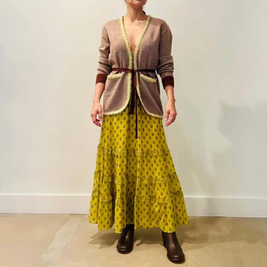  르 로제트 가디건 Leur Logette Twill Jacquard Cardigan Brown - LEUR LOGETTE