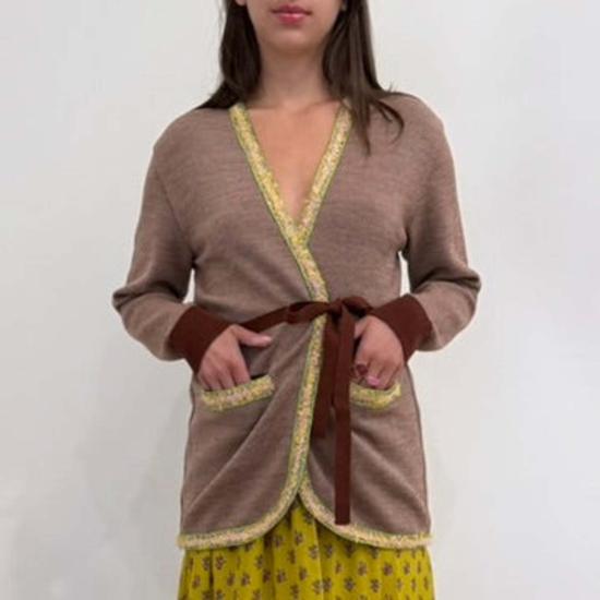  르 로제트 가디건 Leur Logette Twill Jacquard Cardigan Brown