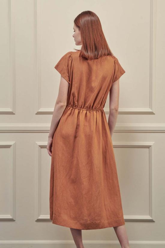  아멘테 롱 원피스 A Mente 버튼 앞 여밈 미디 드레스 앰버 - AMENTE