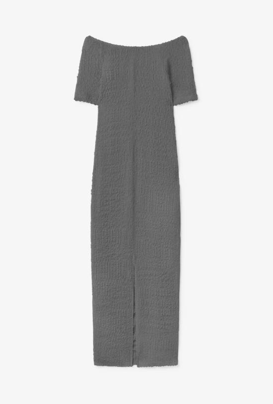  실크 런드리 롱 원피스 페블 오프숄더 드레스 블랙 - SILK LAUNDRY