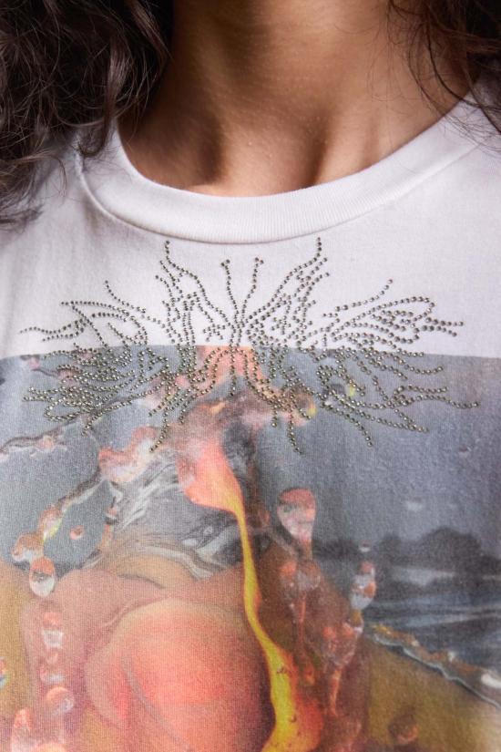  콜리나 스트라다 반팔 티셔츠 라인스톤 그래픽 티셔츠 인텐션스 - COLLINA STRADA