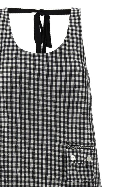  가니 롱 원피스 크링클 체크 롱 드레스 블랙 - GANNI