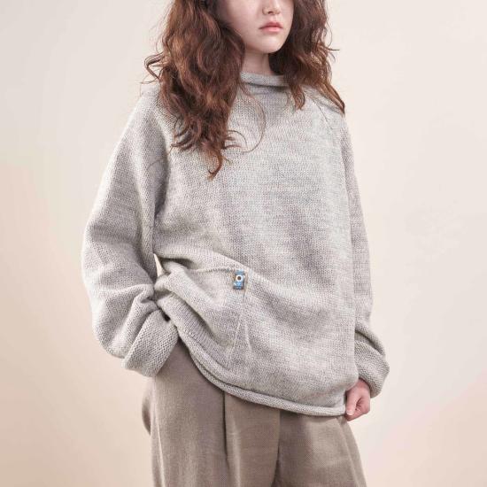  Xenia Telunts 스웨터 크세니아 텔런츠 핸드니트 울 피셔맨 , 무염색 오트밀 색상 - OTHER BRANDS