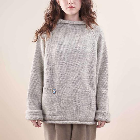  Xenia Telunts 스웨터 크세니아 텔런츠 핸드니트 울 피셔맨 , 무염색 오트밀 색상