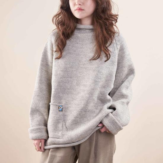  Xenia Telunts 스웨터 크세니아 텔런츠 핸드니트 울 피셔맨 , 무염색 오트밀 색상 - OTHER BRANDS