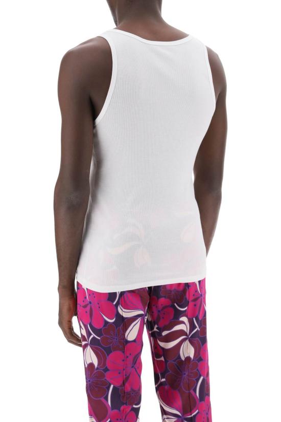  톰포드 민소매 티셔츠 톰 포드 화이트 코튼 앤 모달 탱크탑 - TOMFORD