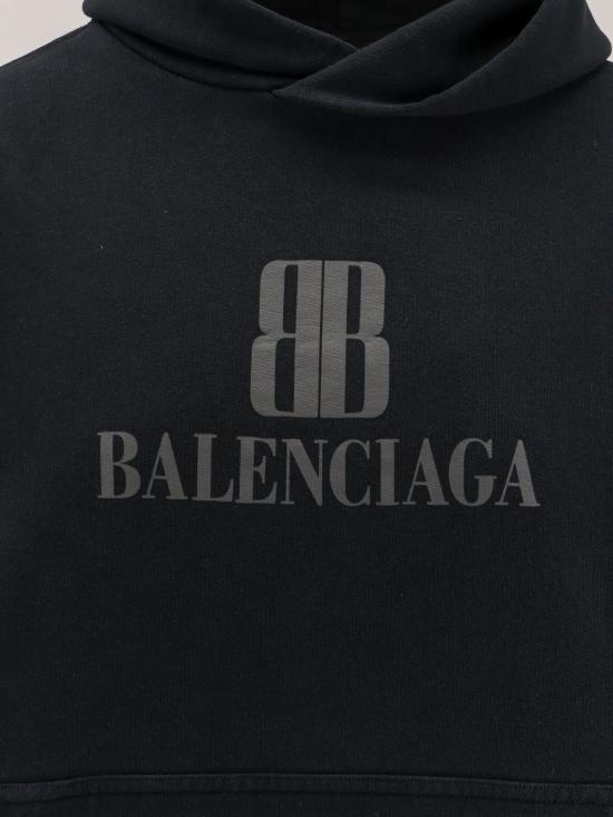  발렌시아가 스웨터 크롭 코튼 스웨트셔츠 (페이디드 블랙) - BALENCIAGA