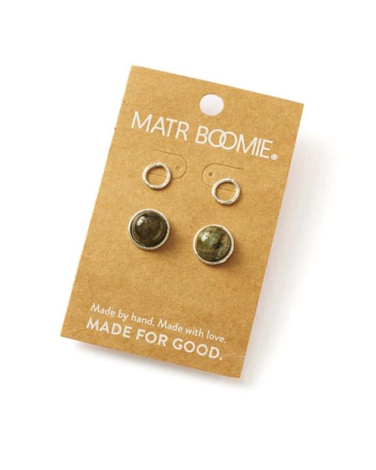  마트르 부미 이어링 Matr Boomie Indali 라브라도라이트 스터드 귀걸이 세트 (2개) - MATR BOOMIE