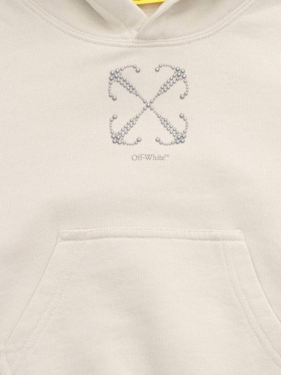  오프화이트 긴팔 티셔츠 카고 후드티 크롭 후드티 베이지 - OFF WHITE