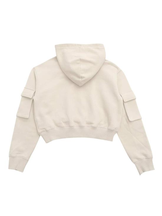  오프화이트 긴팔 티셔츠 카고 후드티 크롭 후드티 베이지 - OFF WHITE