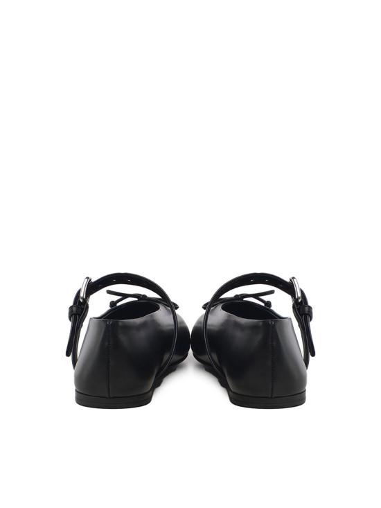  미우미우 플랫 슈즈 가죽 발레리나 슈즈 블랙 - MIU MIU