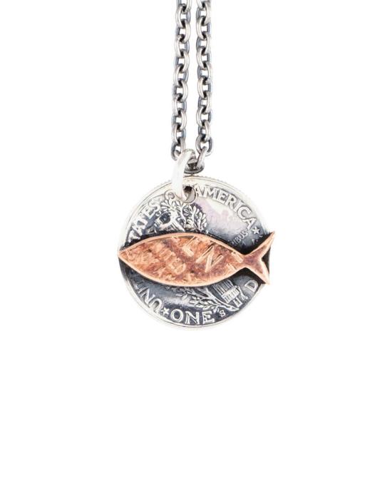  노스 웍스 네크리스 노스웍스 25 황동 물고기 펜던트 목걸이 실버