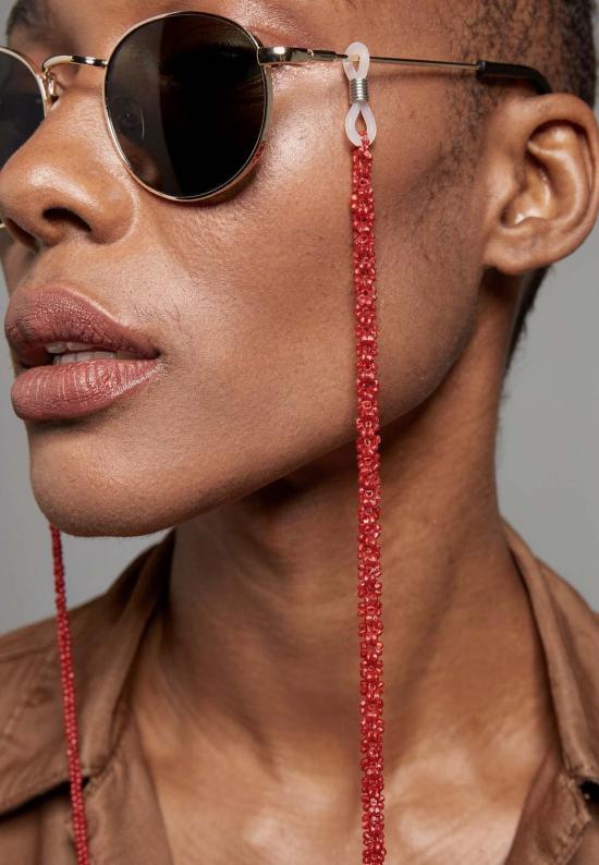  IKKIVI 안경 이키비 레드 비즈 선글라스 체인 레드