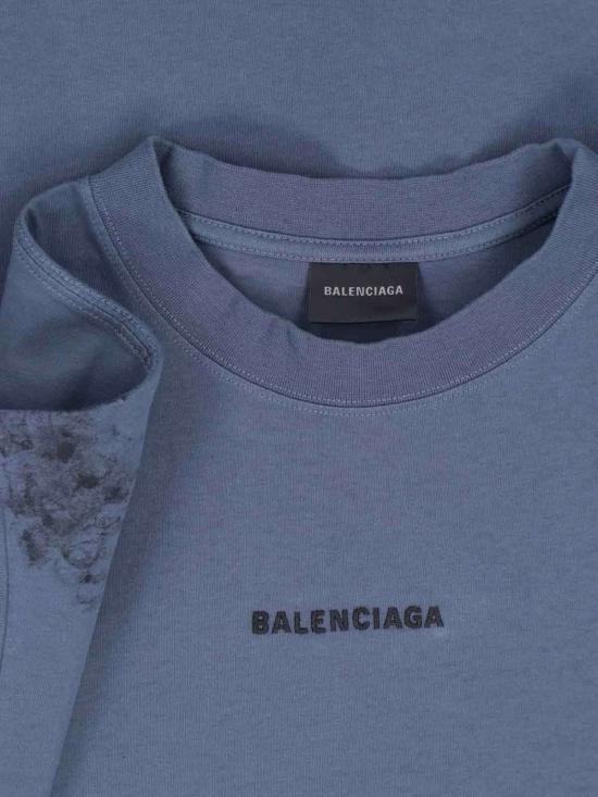  발렌시아가 반팔 티셔츠 블랙 티셔츠 블루 - BALENCIAGA