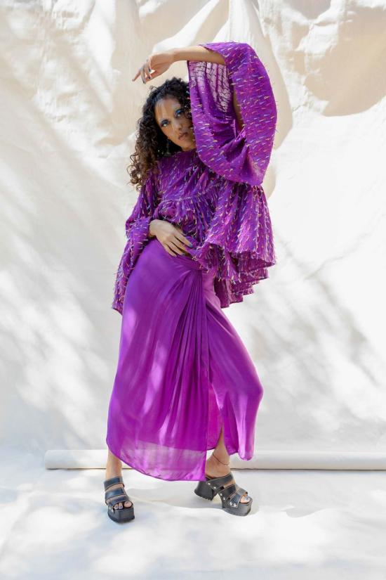  아바카시 미디 스커트 뉴 사리 랩 스커트 - ABACAXI