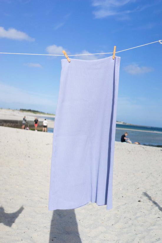  왈츠 미디 스커트 골지 니트  아이스 블루 - WALTZ