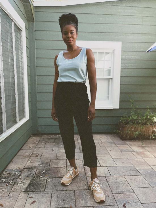  포엠 민소매 티셔츠 인디고 코튼 탱크탑 - PO EM