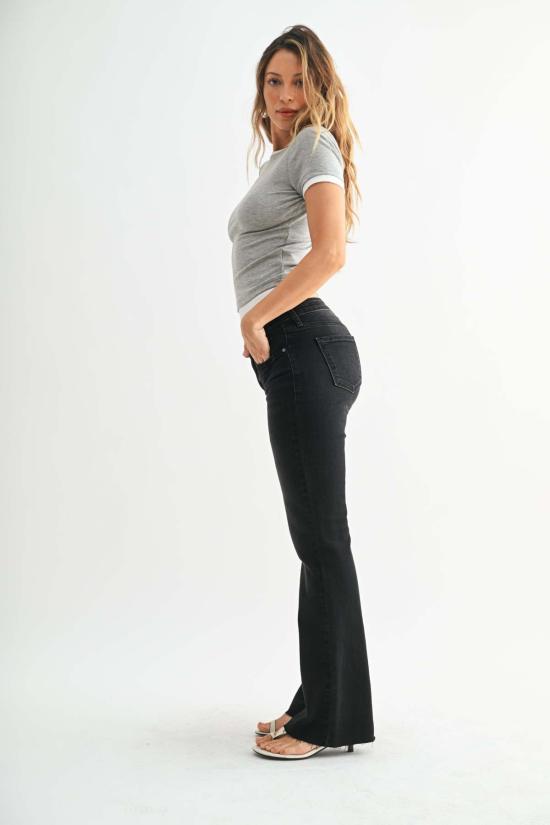  저스트 블랙 데님 데님 팬츠 로우라이즈 부츠컷 진 (워시드 블랙) - JUST BLACK DENIM