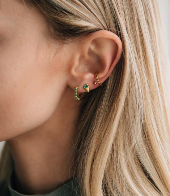  시에라 윈터 주얼리 이어링 카르마 후프  골드 베르메일/에메랄드 - SIERRA WINTER JEWELRY