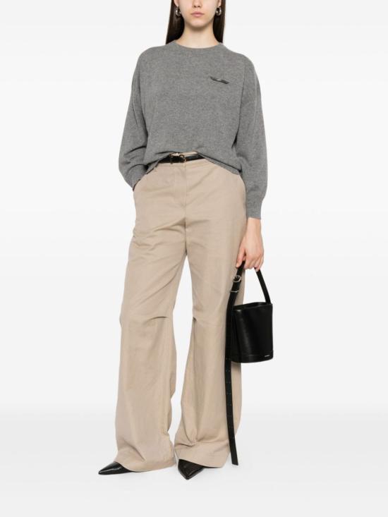  브루넬로 쿠치넬리 스웨터 디테일 크루넥  (그레이) - BRUNELLO CUCINELLI