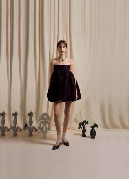  루이자 에 라 루나 민소매 티셔츠 Luisa Et La Luna Bleu 스트랩리스 버블 드레스 느와르