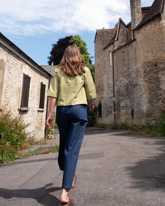  비비코 데님 팬츠 하퍼 와이드 레그 팬츠 - BIBICO