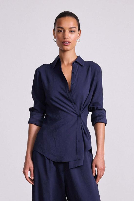  어피스 어파트 셔츠 Apiece Apart Sodi Wrap Button Up Top Midnight