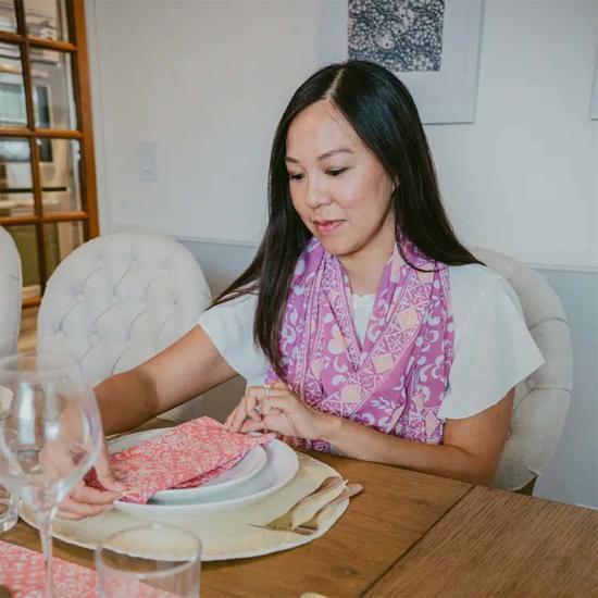  카시 코옵 머플러/스카프 Kasih Coop 핸드메이드 바틱 스카프 핑크/퍼플/복숭아 - KASIH COOP