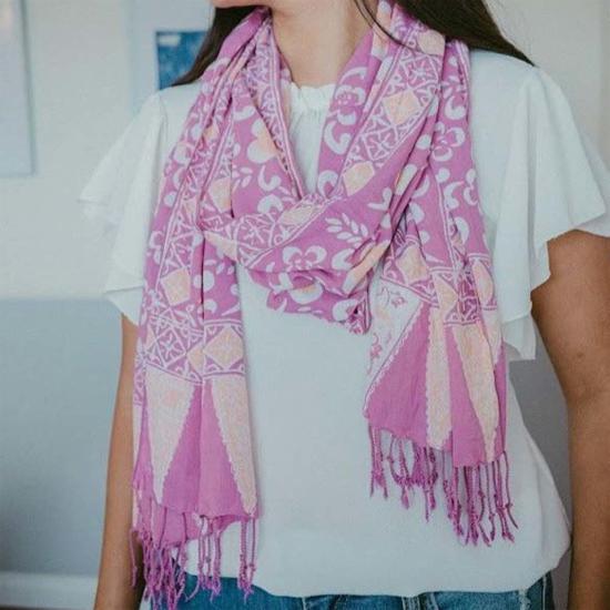  Kasih Coop 머플러/스카프 핸드메이드 바틱 스카프 핑크/퍼플/복숭아 - OTHER BRANDS