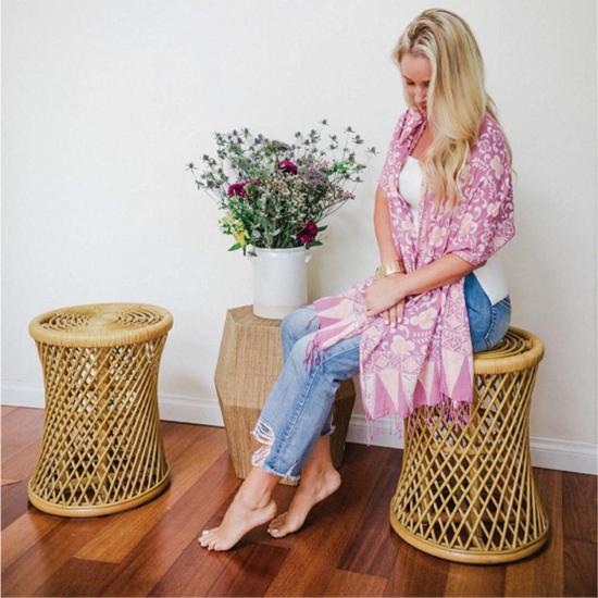  카시 코옵 머플러/스카프 Kasih Coop 핸드메이드 바틱 스카프 핑크/퍼플/복숭아 - KASIH COOP